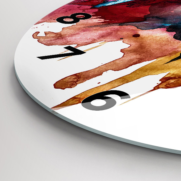 Ceas rotund de perete din sticlă Papagal roșu colorat