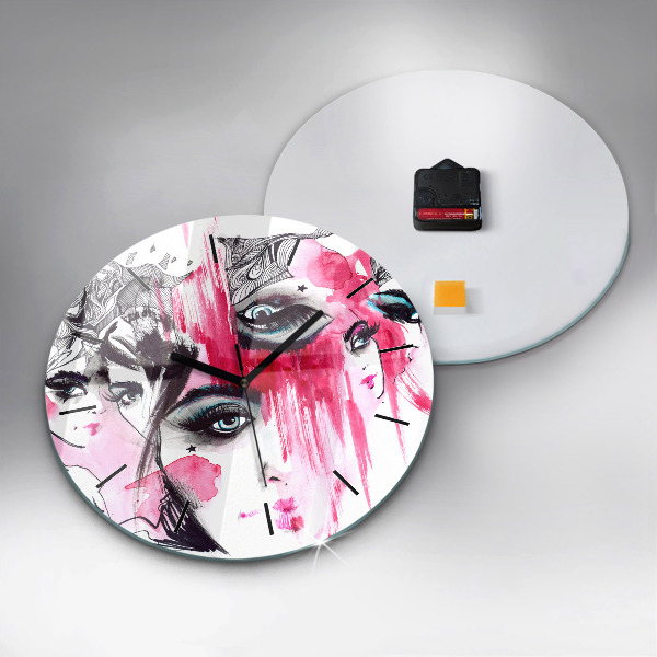Ceas rotund de perete din sticlă Multe fețe ale abstracției