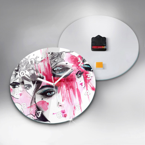 Ceas rotund de perete din sticlă Multe fețe ale abstracției