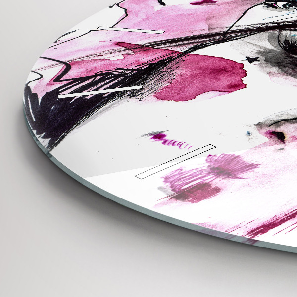 Ceas rotund de perete din sticlă Multe fețe ale abstracției