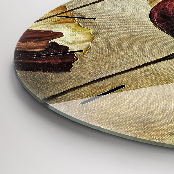 Ceas rotund de perete din sticlă Maci pictati