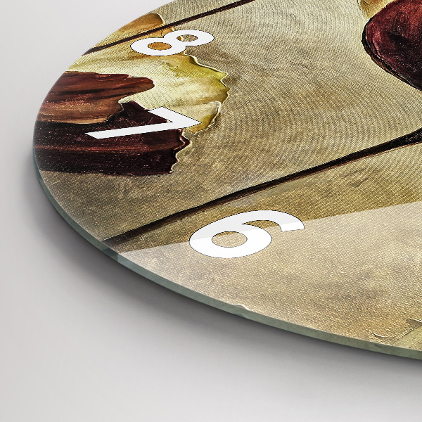 Ceas rotund de perete din sticlă Maci pictati