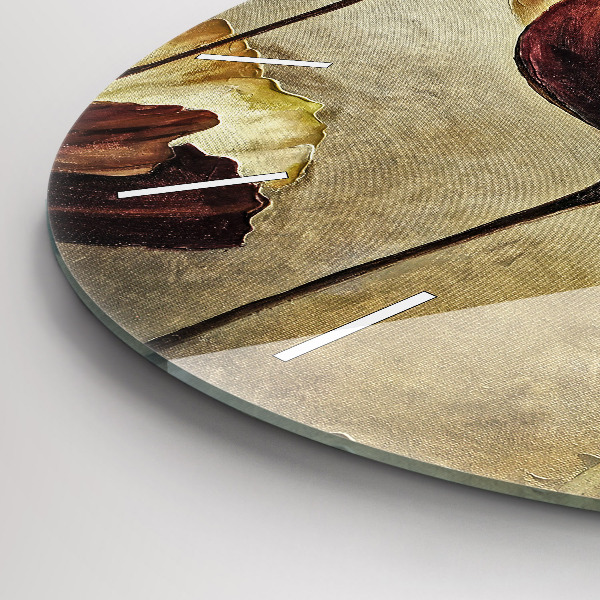 Ceas rotund de perete din sticlă Maci pictati