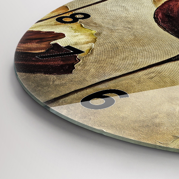 Ceas rotund de perete din sticlă Maci pictati