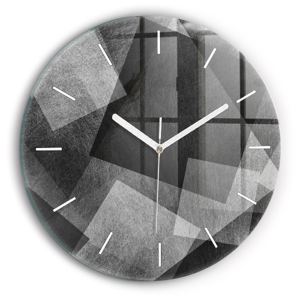 Ceas rotund de perete din sticlă Abstracția geometrică