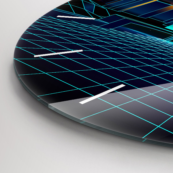 Ceas rotund de perete din sticlă Oraș ciberspațial