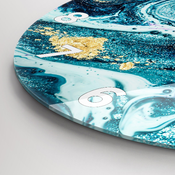 Ceas rotund de perete din sticlă Marmură abstractă