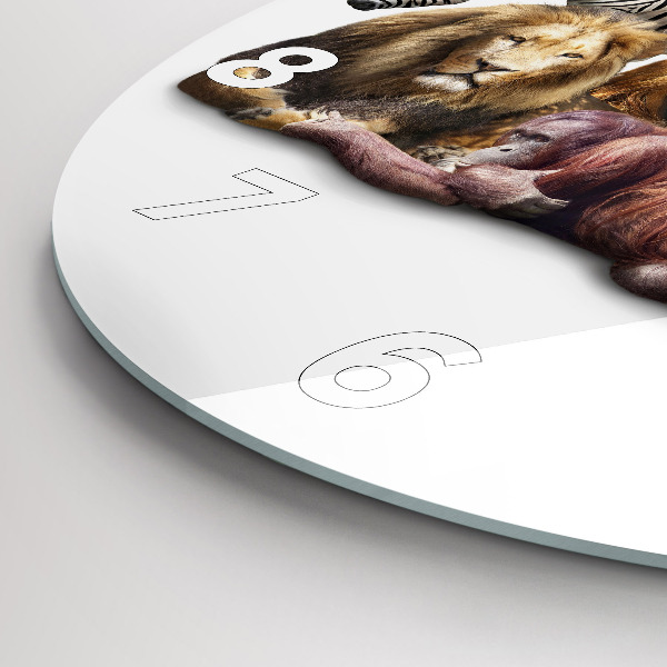 Ceas rotund de perete din sticlă Animale sălbatice