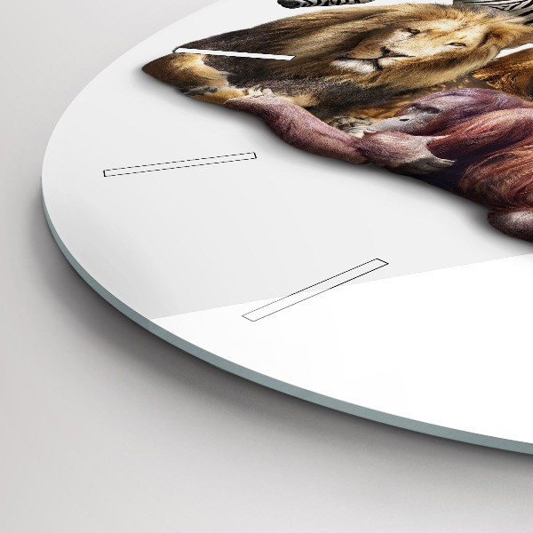 Ceas rotund de perete din sticlă Animale sălbatice