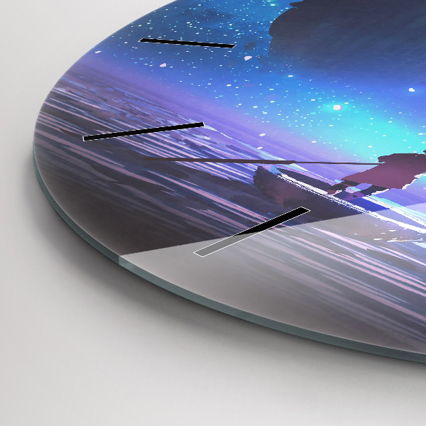 Ceas rotund de perete din sticlă Nava cu vele fantezie