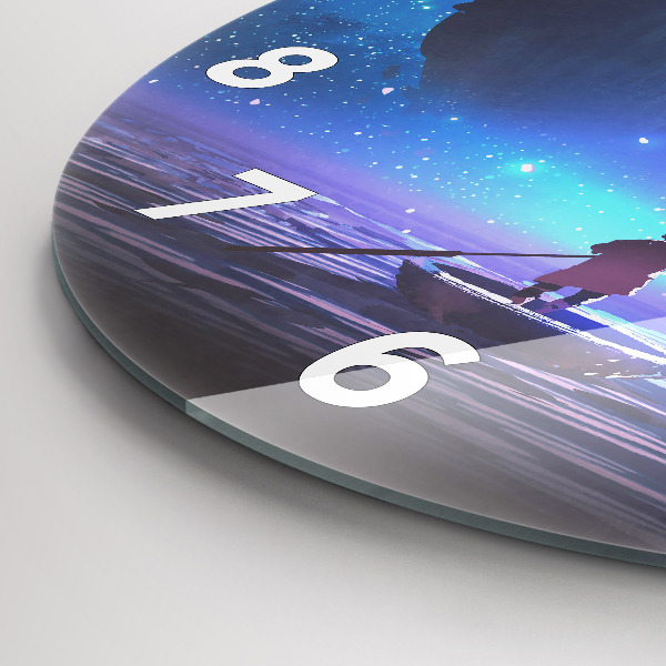 Ceas rotund de perete din sticlă Nava cu vele fantezie