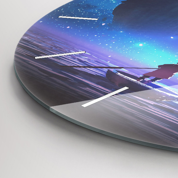 Ceas rotund de perete din sticlă Nava cu vele fantezie