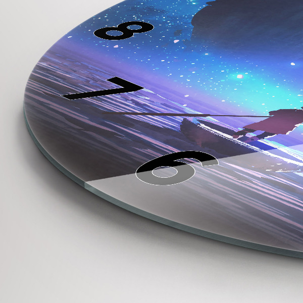 Ceas rotund de perete din sticlă Nava cu vele fantezie