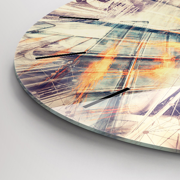 Ceas rotund de perete din sticlă Mecanism abstract