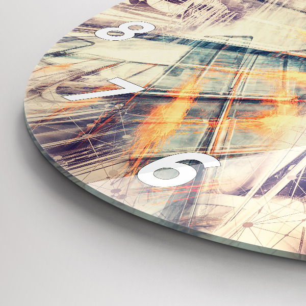 Ceas rotund de perete din sticlă Mecanism abstract