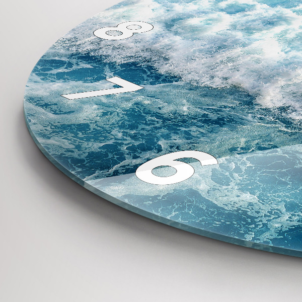 Ceas rotund de perete din sticlă Valurile mării