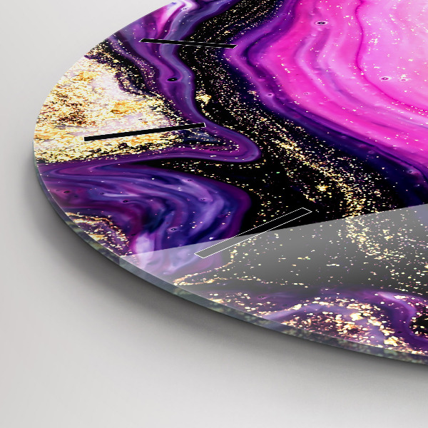 Ceas rotund de perete din sticlă Abstracția din marmură