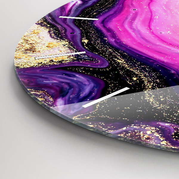 Ceas rotund de perete din sticlă Abstracția din marmură