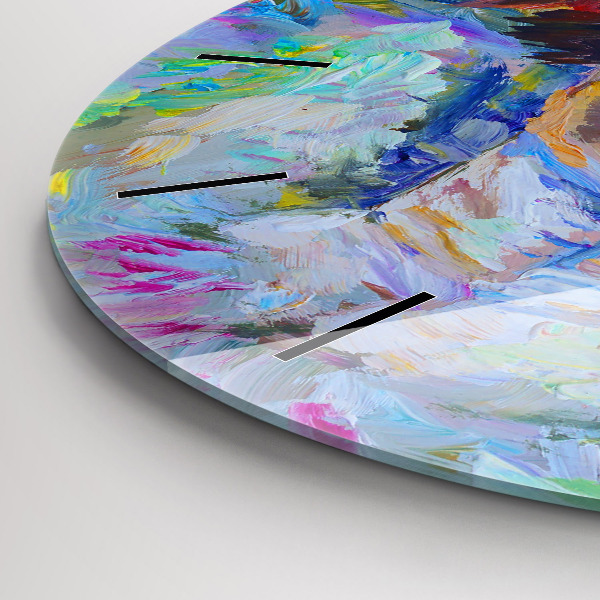 Ceas rotund de perete din sticlă Balerina pictată