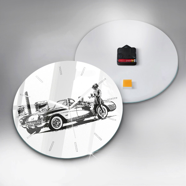 Ceas rotund de perete din sticlă Ilustrație retro