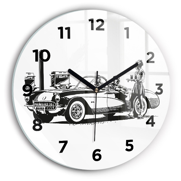 Ceas rotund de perete din sticlă Ilustrație retro
