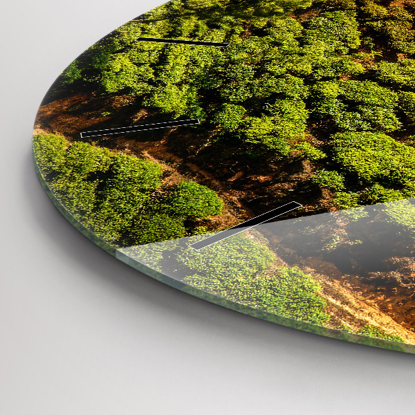 Ceas rotund de perete din sticlă Dealul de ceai