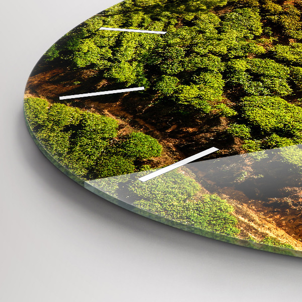 Ceas rotund de perete din sticlă Dealul de ceai