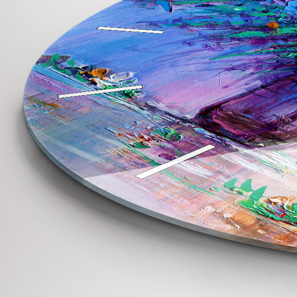 Ceas rotund de perete din sticlă Flori într-o vază