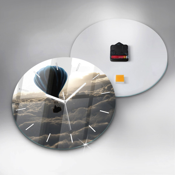Ceas rotund de perete din sticlă Balon pe cer