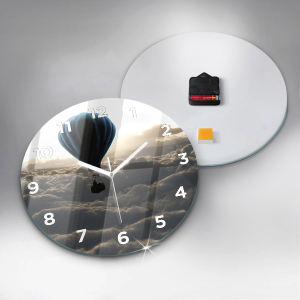 Ceas rotund de perete din sticlă Balon pe cer