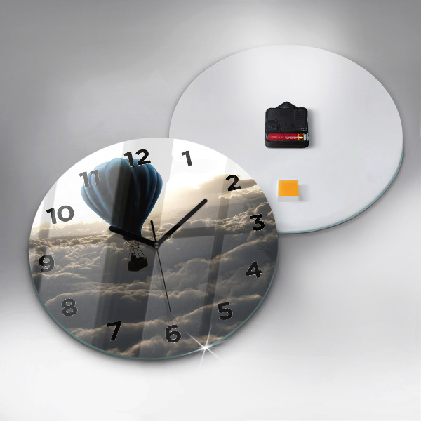 Ceas rotund de perete din sticlă Balon pe cer
