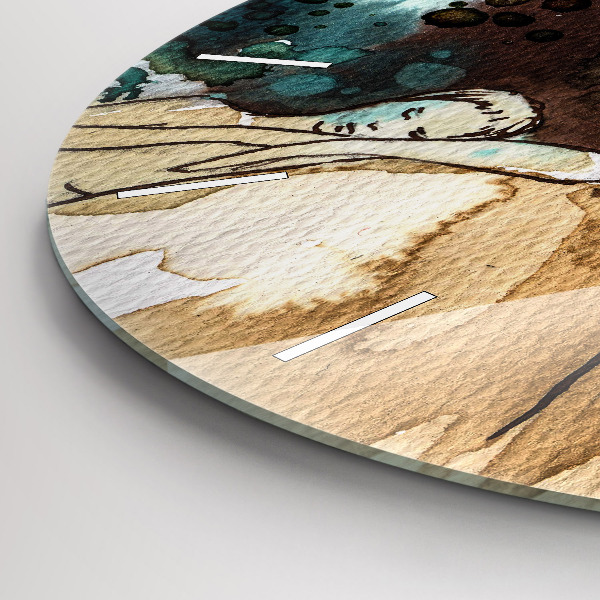 Ceas rotund de perete din sticlă Femeie abstractă