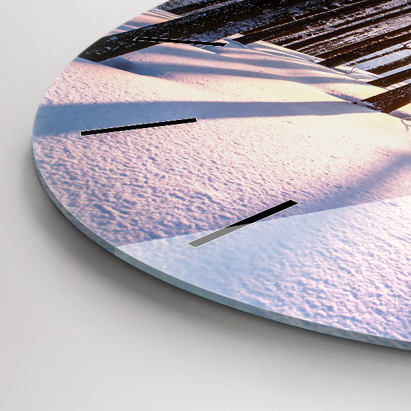 Ceas rotund de perete din sticlă Apus de soare din pădure