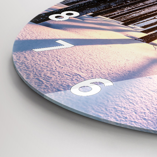 Ceas rotund de perete din sticlă Apus de soare din pădure