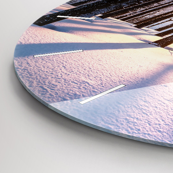 Ceas rotund de perete din sticlă Apus de soare din pădure