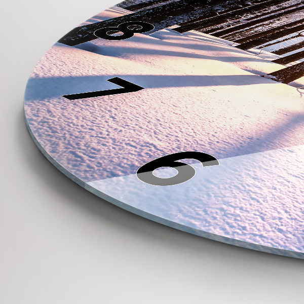 Ceas rotund de perete din sticlă Apus de soare din pădure