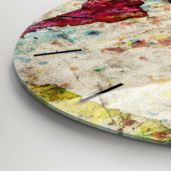 Ceas rotund de perete din sticlă Harta lumii colorate