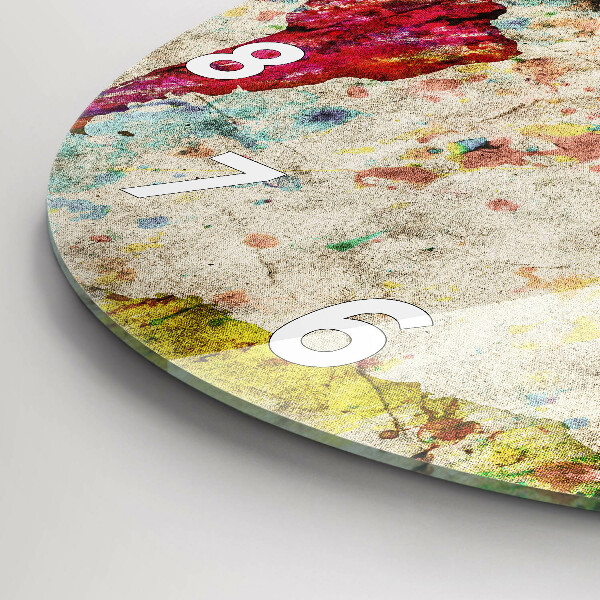 Ceas rotund de perete din sticlă Harta lumii colorate