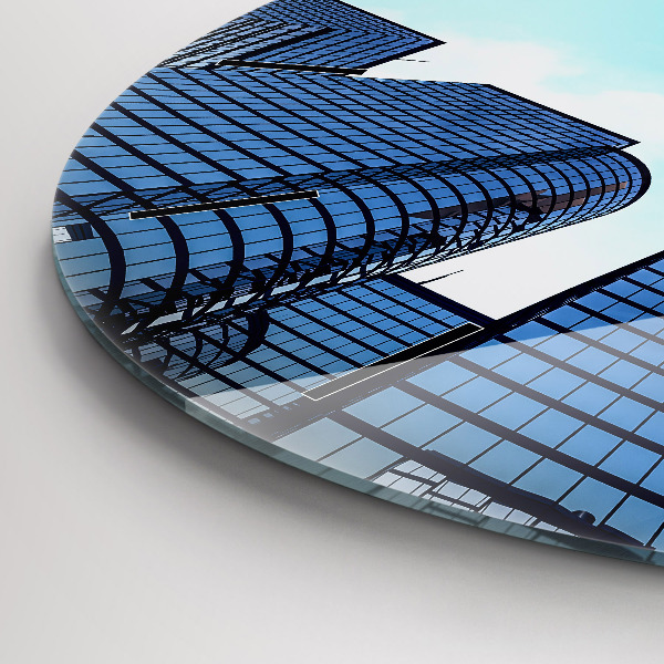 Ceas rotund de perete din sticlă Avionul deasupra clădirilor