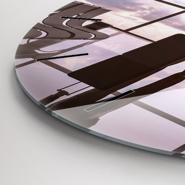 Ceas rotund de perete din sticlă Omul la aeroport