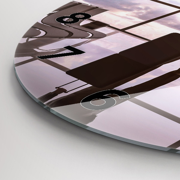 Ceas rotund de perete din sticlă Omul la aeroport