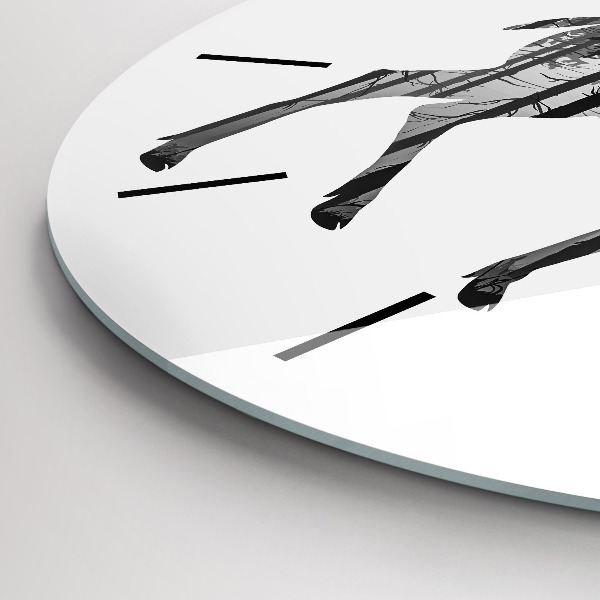 Ceas rotund de perete din sticlă Siluetă a unui cerb de pădure