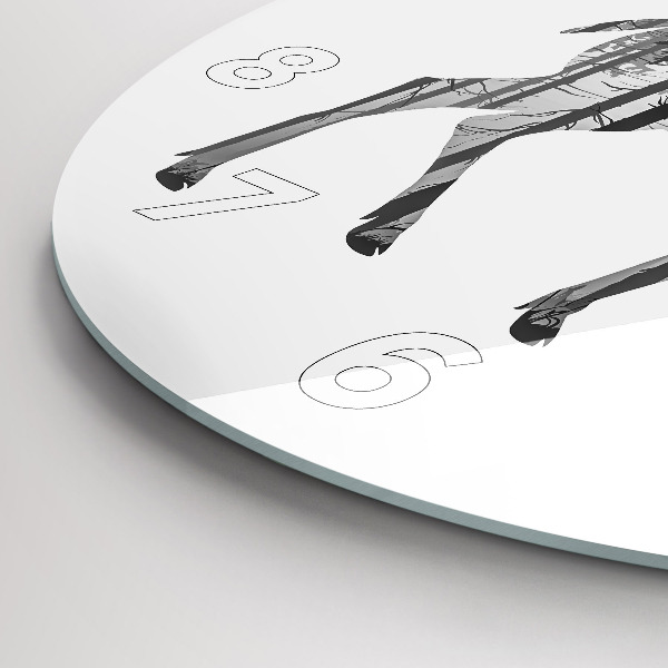 Ceas rotund de perete din sticlă Siluetă a unui cerb de pădure