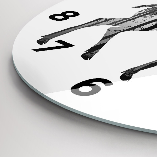 Ceas rotund de perete din sticlă Siluetă a unui cerb de pădure