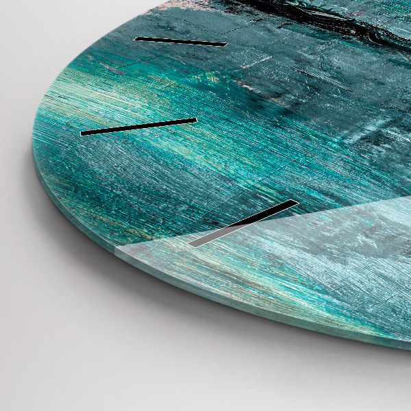 Ceas rotund de perete din sticlă Abstracția texturii uleiului