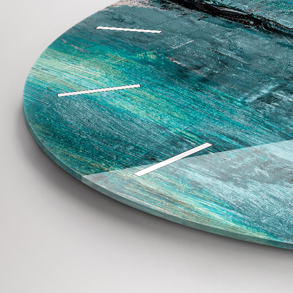 Ceas rotund de perete din sticlă Abstracția texturii uleiului