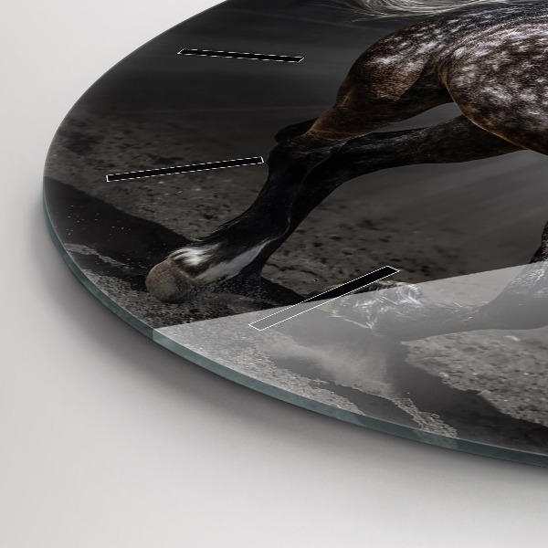 Ceas rotund de perete din sticlă Cal în galop