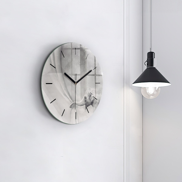 Ceas rotund de perete din sticlă Elefant