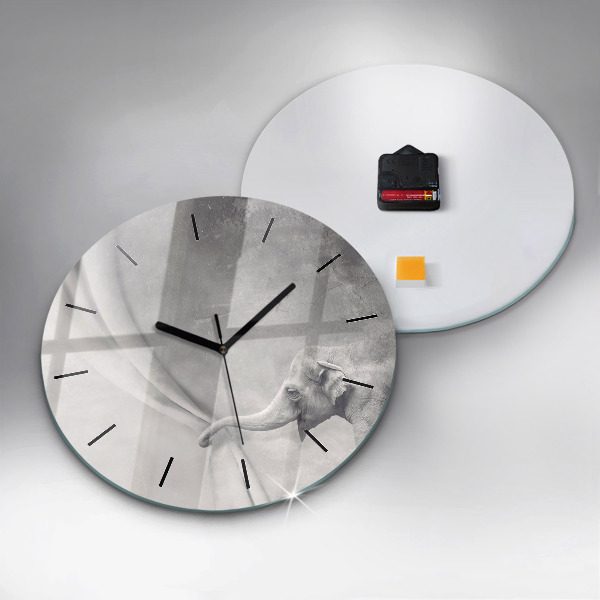 Ceas rotund de perete din sticlă Elefant