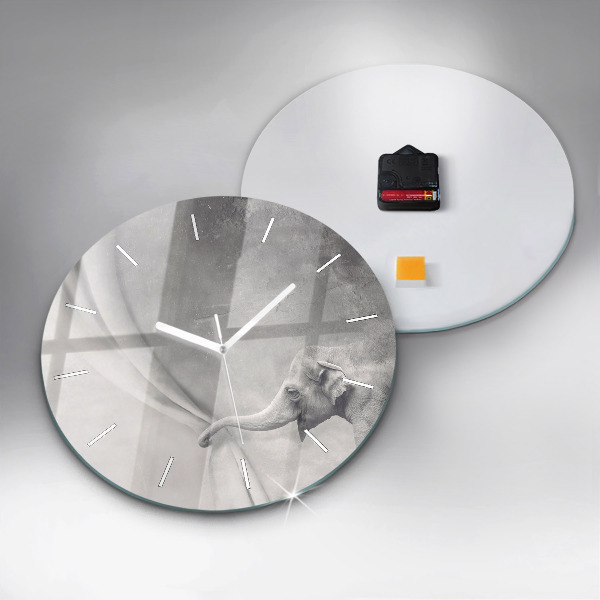 Ceas rotund de perete din sticlă Elefant